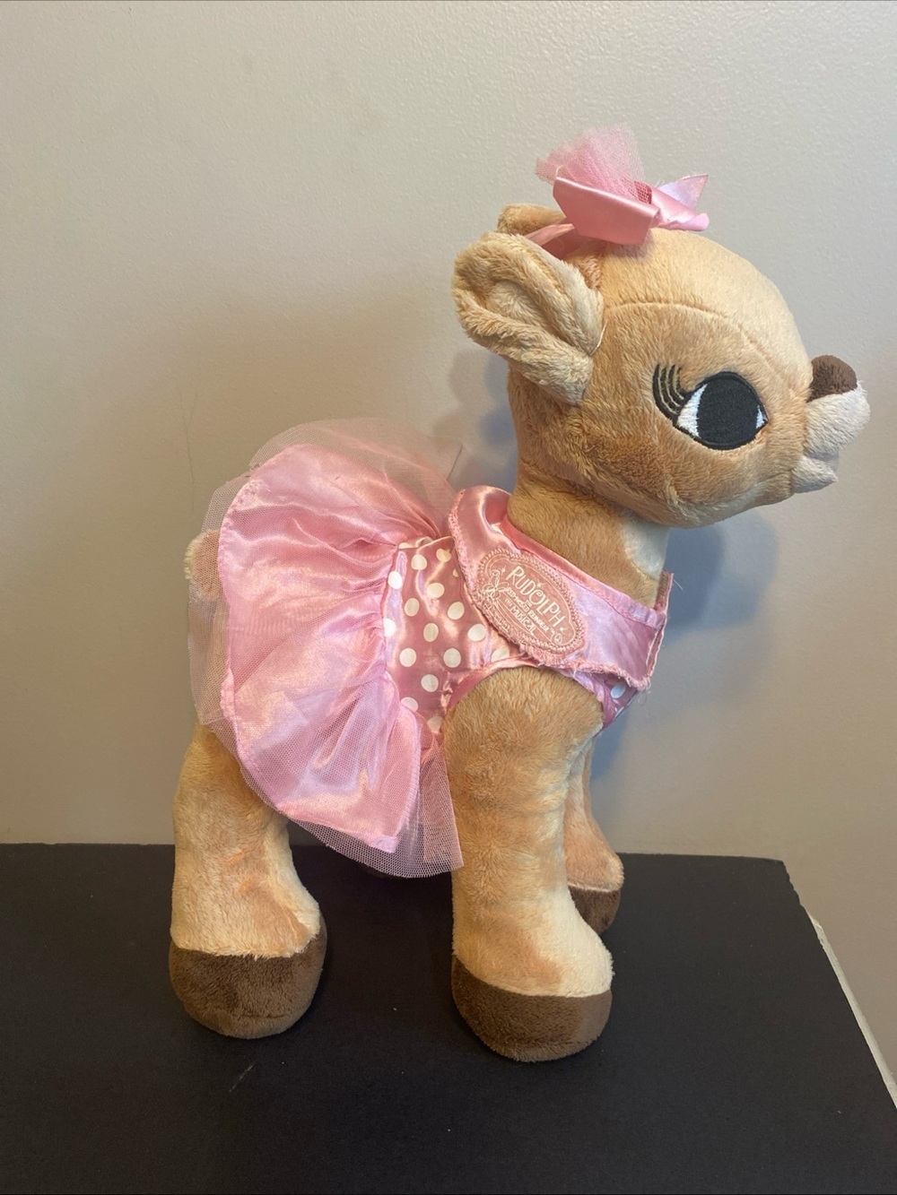 Dan Dee Rudolph Red Nosed Reindeer‎ Clarice Plush 14" pink polka dot dress